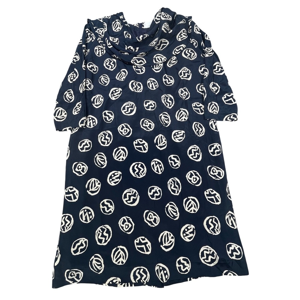 VINTAGE Givenchy Dress 16W Shift Abstract Pattern Silk Blend Cowl Neck Plus Size